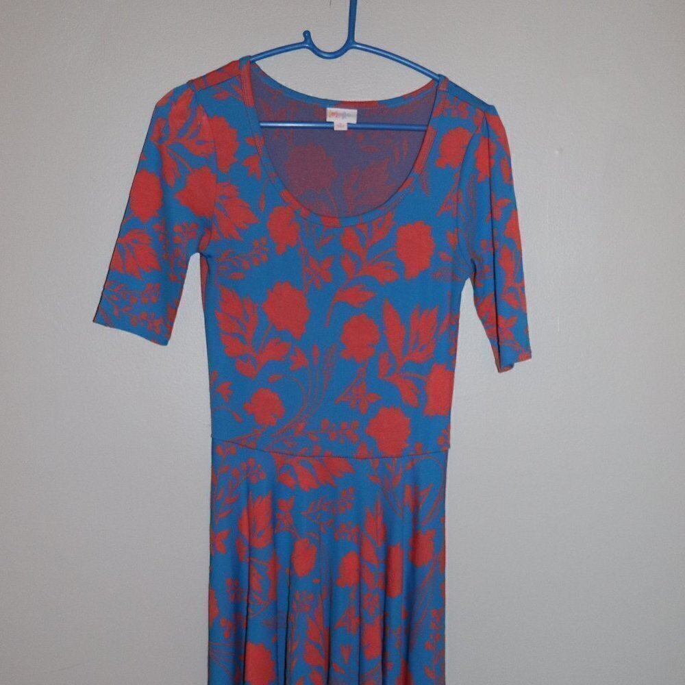LulaRoe Dress in Size S in turquoise and orange